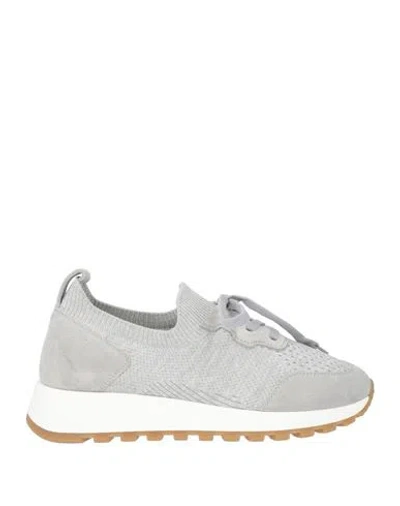 Fabiano Ricci Woman Sneakers Light Grey Size 6 Textile Fibers, Leather In Gray