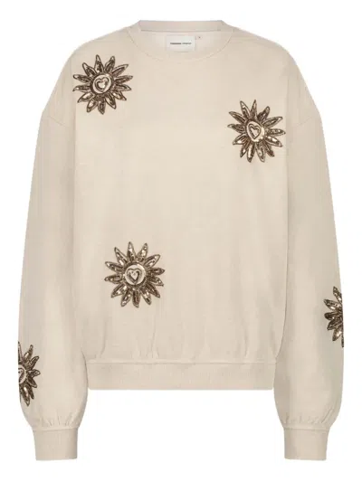 Fabienne Chapot Archie Sequinned Sunflower Sweatshirt In Neutrals