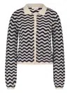 Fabienne Chapot Caro Zigzag-patterned Cardigan In Blue