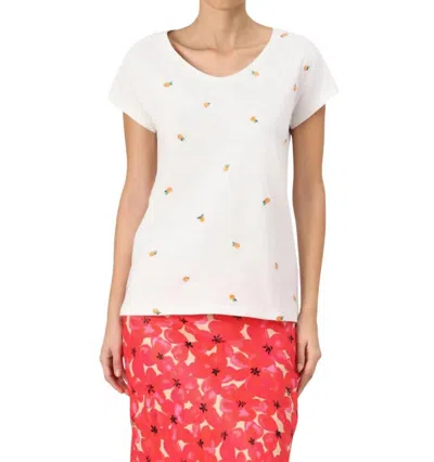 Fabienne Chapot Phil Round Print T-shirt In Cosy White/orange