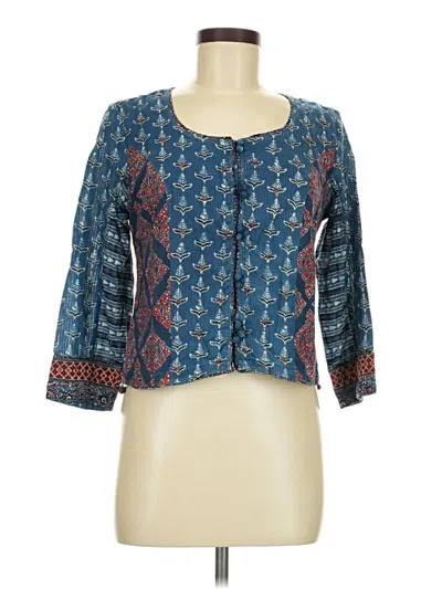 Pre-owned Fabindia 3/4 Sleeve Blouse In Blue