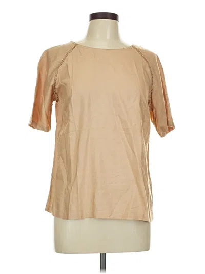 Pre-owned Fabindia Short Sleeve Top Tan Crew Neck Tops In Brown
