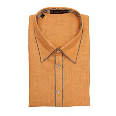 Pre-owned Fabio Caviglia Luxury 950$  By Gerlin Shirt Orange Linen + Silk