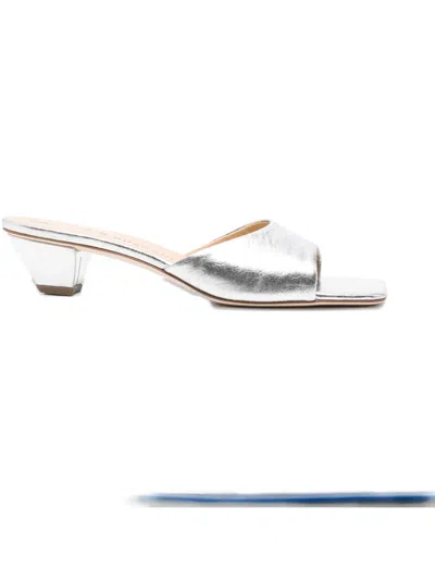 Fabio Rusconi 40mm Metallic Leather Sandals In Silver
