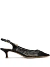 Fabio Rusconi 50mm Mesh Slingback Pumps In Schwarz