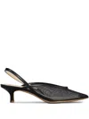 Fabio Rusconi Pumps In Black Leather And Fabric In Schwarz