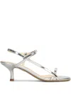 Fabio Rusconi 60mm Leather Sandals In Grey