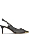 Fabio Rusconi Pumps In Black Leather And Fabric In 黑色