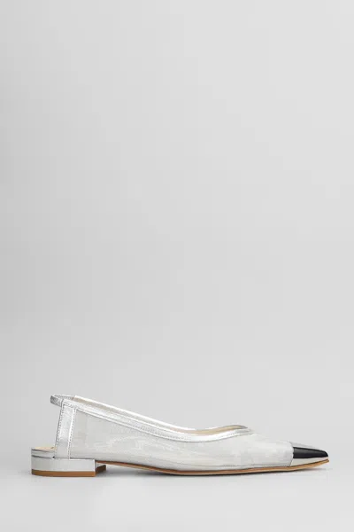 Fabio Rusconi Ballet Flats In Silver Leather And Fabric