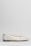 Fabio Rusconi Ballet Flats In Silver Leather And Fabric In Silver