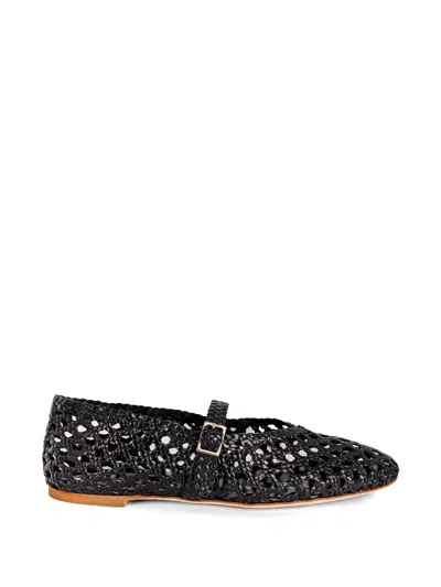 Fabio Rusconi Francy Woven Buckle-fastening Ballet Flats In Black