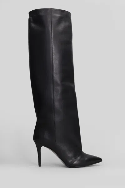 FABIO RUSCONI HIGH HEELS BOOTS IN BLACK LEATHER