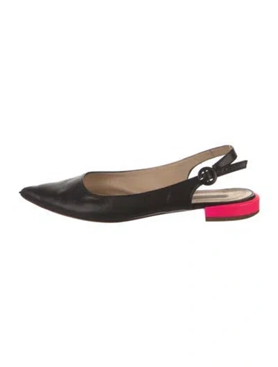 Pre-owned Fabio Rusconi Leather Slingback Flats In Black