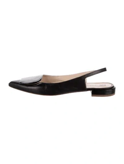 Pre-owned Fabio Rusconi Leather Slingback Flats In Black