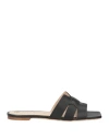 Fabio Rusconi Woman Sandals Black Size 12 Leather In Black