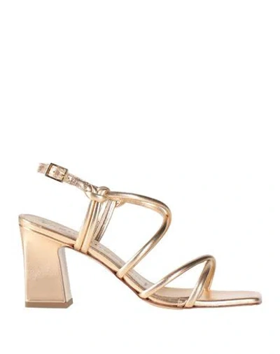 Fabio Rusconi Woman Sandals Gold Size 10 Leather