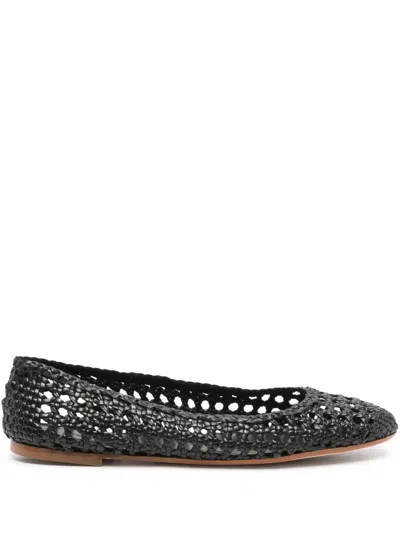 Fabio Rusconi Woven Leather Flats In Black