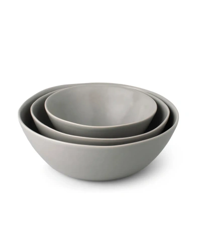 Fable 3 Piece Nested Serving Bowls In Dove Gray