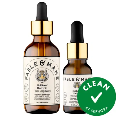 Fable & Mane Holiroots Hair Oil Full-size & Mini Duo Gift Set In Transparent