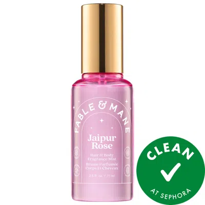 Fable & Mane Jaipur Rose Hair & Body Mist With Saffron + Black Amber 2.5 Oz/75 ml In Transparent