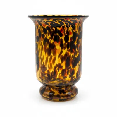 Fable And Mirth Brown / Black / Yellow Amber Tortoise Shell Hurricane Vase In Multi