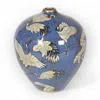 Fable And Mirth Hand-painted Stork Vase In Twilight Blue In Blue