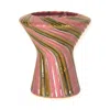 Fable And Mirth Pink / Green Hand-painted Ceramic Swirl Vase In Multi