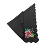 Fable And Mirth Set Of Four Black Embroidered Scallop Edged Napkins In Black