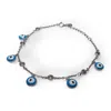 Fable And Mirth Women's Silver / Blue / White Guardian Gaze Sterling Silver Evil Eye Bracelet In Multi
