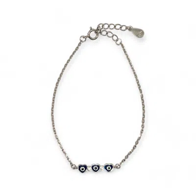 Fable And Mirth Women's Sterling Silver Triple Heart Amulet Bracelet