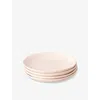 Fable Little Ceramic Stoneware Plates Set Of Four In Blush Pink