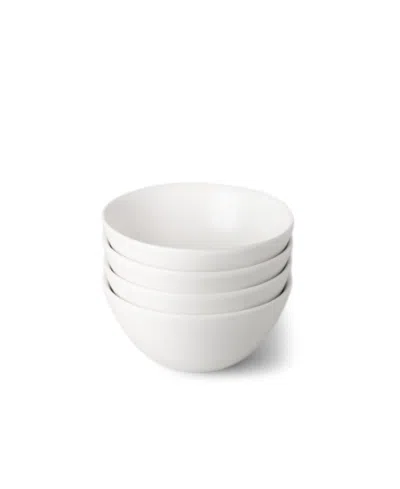 Fable Stackable Ceramic Stoneware Breakfast Bowls Set Of Four In Cloud White