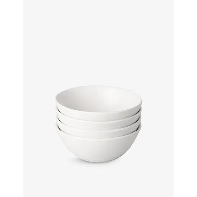 FABLE CLOUD WHITE STACKABLE CERAMIC STONEWARE BREAKFAST BOWLS SET OF FOUR