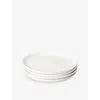 Fable Cloud White Stackable Ceramic Stoneware Dessert Plates Set Of Four In Cloud White