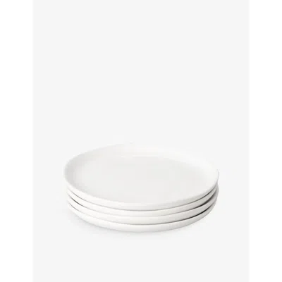 Fable Cloud White Stackable Ceramic Stoneware Dessert Plates Set Of Four