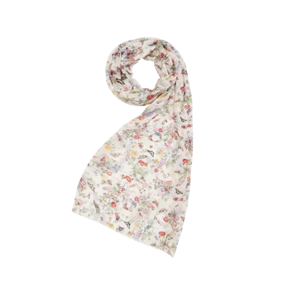 Fable England Alice Garden Lightweight Scarf In White