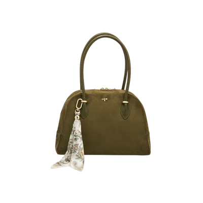 Fable England Amelia Faux Suede Shoulder Purse In Khaki