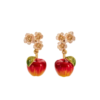 Fable England Apple Blossom Drop Earrings In Gold