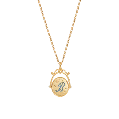 Fable England B Initial Bluebell Gold Spinner Chain Necklace