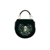 Fable England Badger Embroidered Green Top Handle Saddle Bag In Green