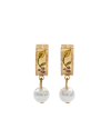 Fable England Blackberry Bramble Pearl Drop Gold Huggie Earrings In Gold