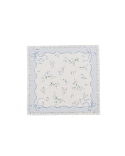 Fable England Bow & Floral Square Scarf In Purple