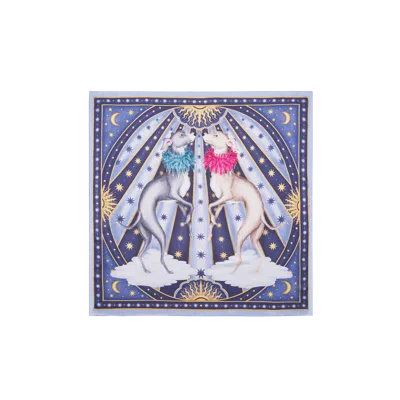 Fable England Catherine Rowe Pet Portraits Whippet Silk Square Scarf In Blue