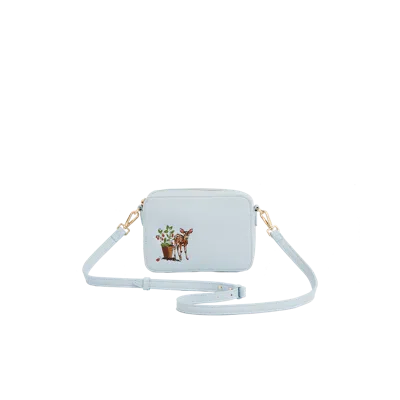 Fable England Charlotte Strawberry & Fawn Embroidered Camera Bag In Blue