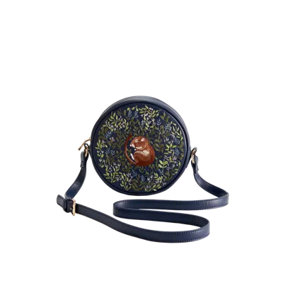 Fable England Chloe Circle Bag Embroidered Dormouse Navy In Blue