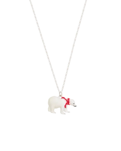 Fable England Cosy Polar Bear Silver Chain Necklace In Metallic