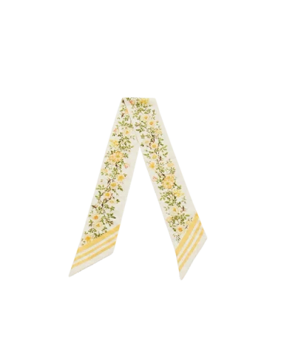 Fable England Cybele Floral Skinny Scarf In Yellow