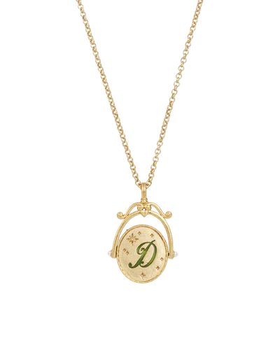 Fable England D Initial Daisy Gold Spinner Chain Necklace