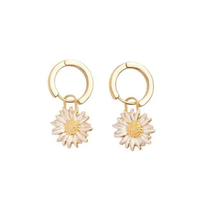 Fable England Daisy Huggie Earrings In Gold
