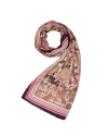 Fable England Deco Blooms Candy Stripe Border Midweight Scarf In Pink